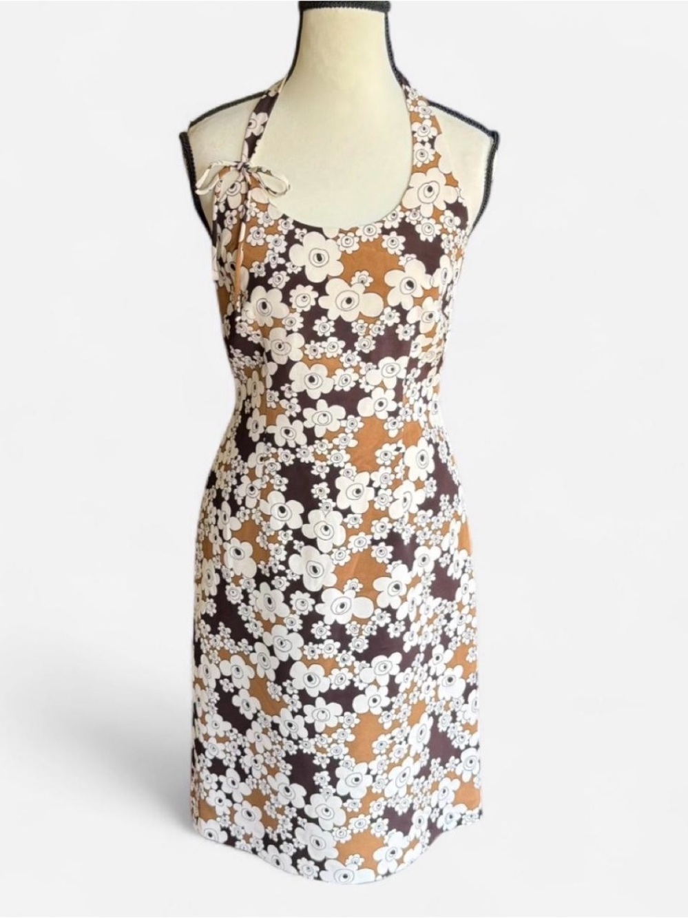 David Meister 100% Silk‎ Floral Halter Dress - Size 2
